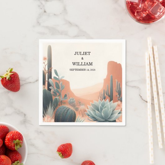 Serviette En Papier Green Boho Leaf Desert Cactus Succulent Mariage (En situation)