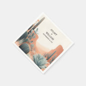 Serviette En Papier Green Boho Leaf Desert Cactus Succulent Mariage (Coin)