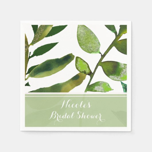 Serviette En Papier Green Botanical Glam Plante Feuilles Élégant maria (Devant)