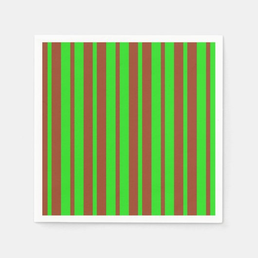 Serviette En Papier Green Brown Stylish Stripes Pattern Design  (Devant)