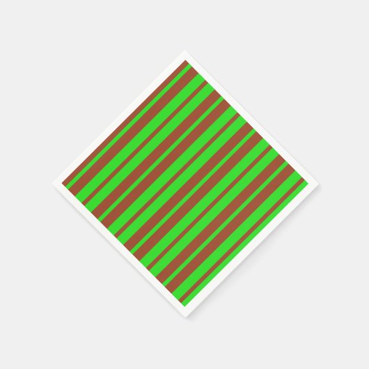 Serviette En Papier Green Brown Stylish Stripes Pattern Design  (Coin)