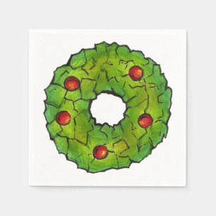 Serviette En Papier Green Christmas Wreath Cookie Holiday Party