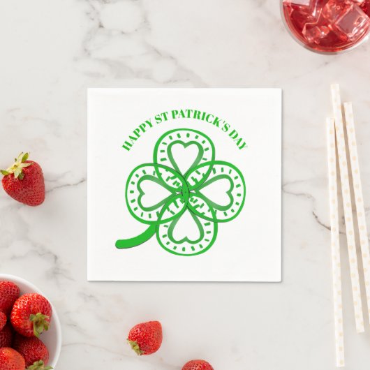 Serviette En Papier Green Clover Heart St Patrick's Day Paper N (En situation)