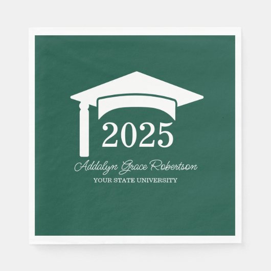 Serviette En Papier Green College University Classe Casquette de 2025 (Devant)