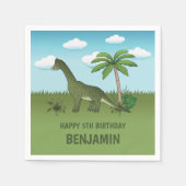 Serviette En Papier Green Cute Brachiosaurus Dinosaur Anniversaire des (Devant)