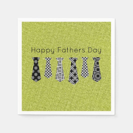 Serviette En Papier Green Denim Cravates noirs Fête des pères heureuse (Devant)