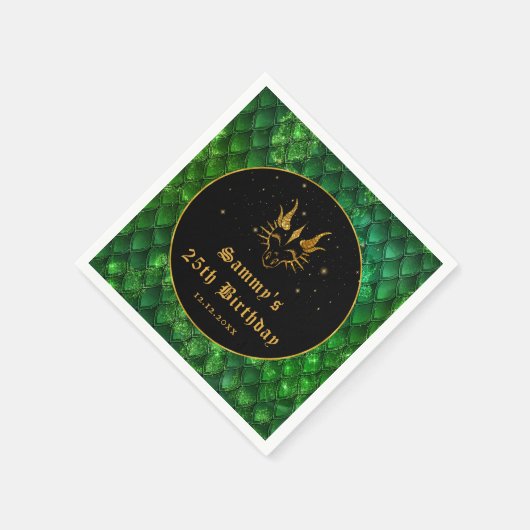 Serviette En Papier Green Dragon Scales Gold Faux Parties scintillant (Coin)
