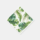 Serviette En Papier Green Elegant Tropical Summer Palm Feuille Mariage (Coin)