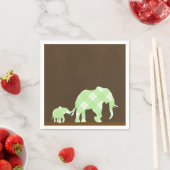 Serviette En Papier Green Elephants Brown tendance Baby shower moderne (En situation)