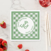 Serviette En Papier Green En vichy Checks Motif fête d'anniversaire (En situation)