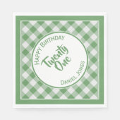 Serviette En Papier Green En vichy Checks Motif fête d'anniversaire (Devant)