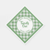 Serviette En Papier Green En vichy Checks Motif fête d'anniversaire (Coin)
