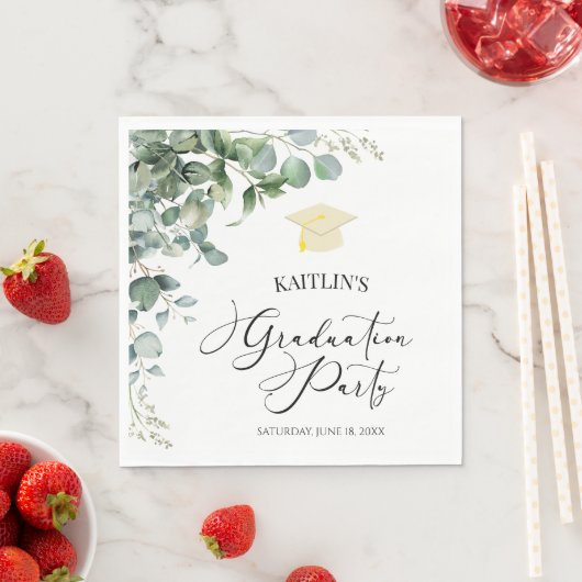 Serviette En Papier Green Eucalyptus Botanical Graduical Party (En situation)