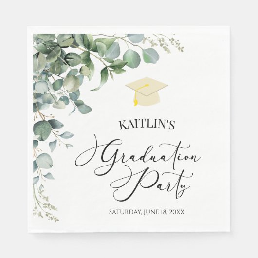 Serviette En Papier Green Eucalyptus Botanical Graduical Party (Devant)