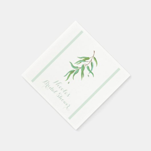 Serviette En Papier Green Eucalyptus Botanique Feuille Rustique Mariag (Coin)