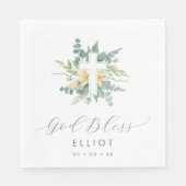 Serviette En Papier Green Eucalyptus Cross Dieu Baptême béni (Devant)