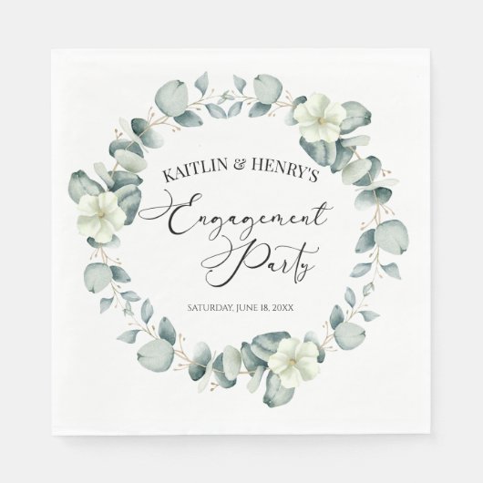 Serviette En Papier Green Eucalyptus Feuille Botanical Engagement Part (Devant)
