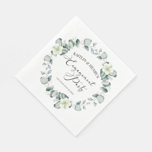 Serviette En Papier Green Eucalyptus Feuille Botanical Engagement Part (Coin)