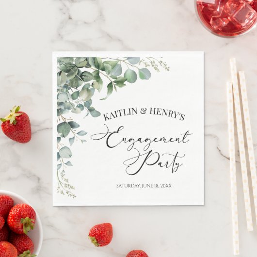 Serviette En Papier Green Eucalyptus Feuille Botanical Engagement Part (En situation)