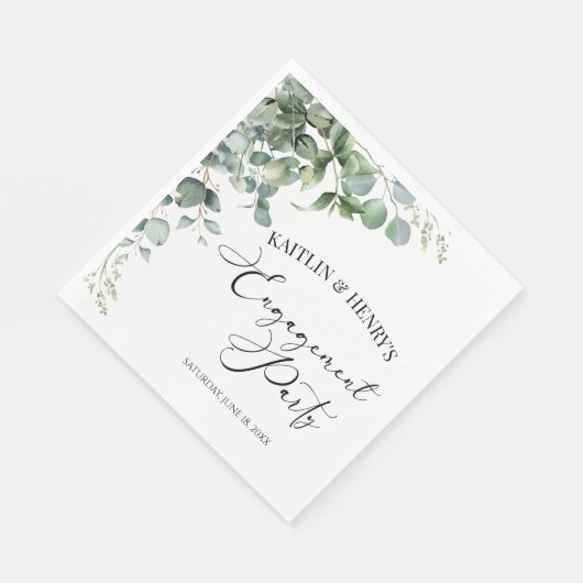 Serviette En Papier Green Eucalyptus Feuille Botanical Engagement Part (Coin)