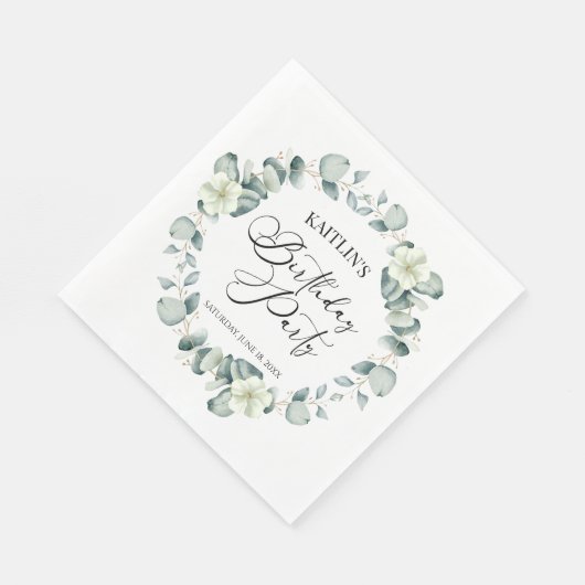 Serviette En Papier Green Eucalyptus Feuille fête d'anniversaire (Coin)