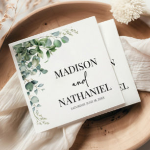 Serviette En Papier Green Eucalyptus Feuille Verdure Mariage botanique