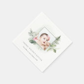 Serviette En Papier Green Eucalyptus Photo Foliage Croix Baptême (Coin)