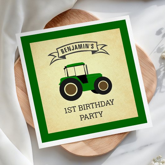 Serviette En Papier Green Farm Tractor Anniversaire de enfant Party
