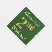 Serviette En Papier Green, Faux Gold 2e anniversaire + Nom personnalis (Coin)