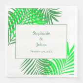 Serviette En Papier Green Feuille Palm Tree Art Mariage élégant (Devant)