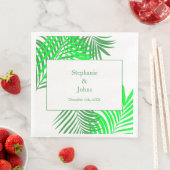 Serviette En Papier Green Feuille Palm Tree Art Mariage élégant (En situation)