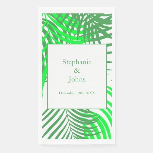 Serviette En Papier Green Feuille Palm Tree Art Mariage élégant (Devant)