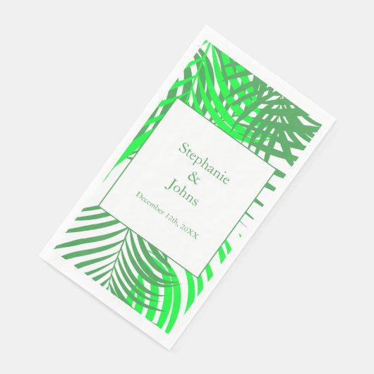 Serviette En Papier Green Feuille Palm Tree Art Mariage élégant (Coin)