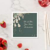 Serviette En Papier Green Floral Garland Script Mariage élégant (En situation)