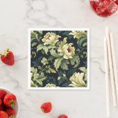 Serviette En Papier Green Floral Peony Moderne (En situation)