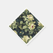 Serviette En Papier Green Floral Peony Moderne (Coin)