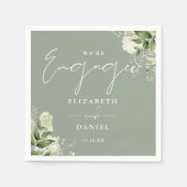 Serviette En Papier Green Floral Sage Green Engagement Party (Devant)