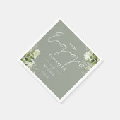 Serviette En Papier Green Floral Sage Green Engagement Party (Coin)