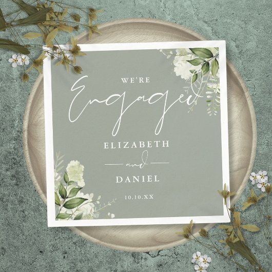 Serviette En Papier Green Floral Sage Green Engagement Party