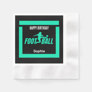 Serviette En Papier Green Football Player Girl, Birthday Girl Team