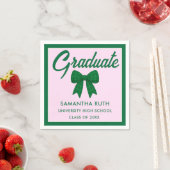 Serviette En Papier Green Gingham Bow Graduation Party (En situation)