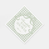 Serviette En Papier Green Gingham Coquette Bow Baby Shower Dessert (Coin)