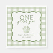 Serviette En Papier Green Gingham One Golden Year Boys First Birthday (Devant)