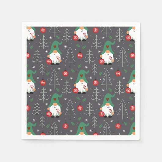 Serviette En Papier Green Gnome Arbre de Noël Motif (Devant)