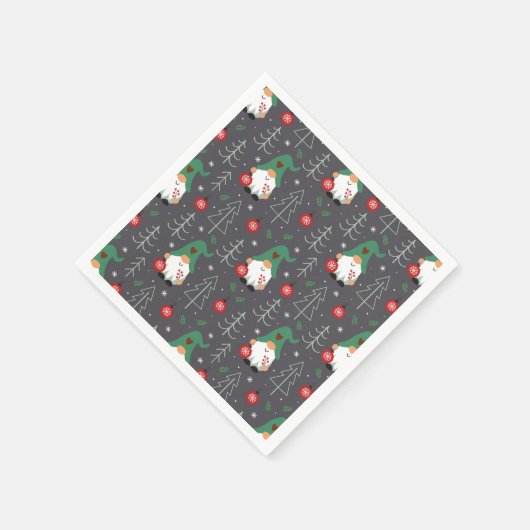 Serviette En Papier Green Gnome Arbre de Noël Motif (Coin)
