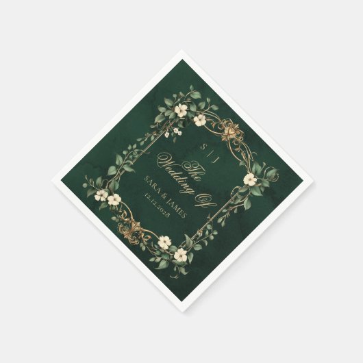 Serviette En Papier Green Gold Art Nouveau Enchanted Wedding (Coin)