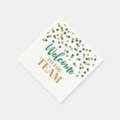 Serviette En Papier Green Gold Confetti Bienvenue à l'équipe de servie (Coin)