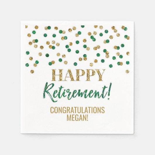 Serviette En Papier Green Gold Confetti joyeuse retraite (Devant)