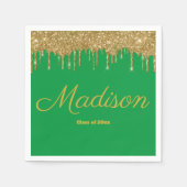 Serviette En Papier Green & Gold Graduation Party Classe de 2024 Papie (Devant)
