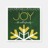 Serviette En Papier Green Gold Holiday Snowflake Joie Typographie mode (Devant)